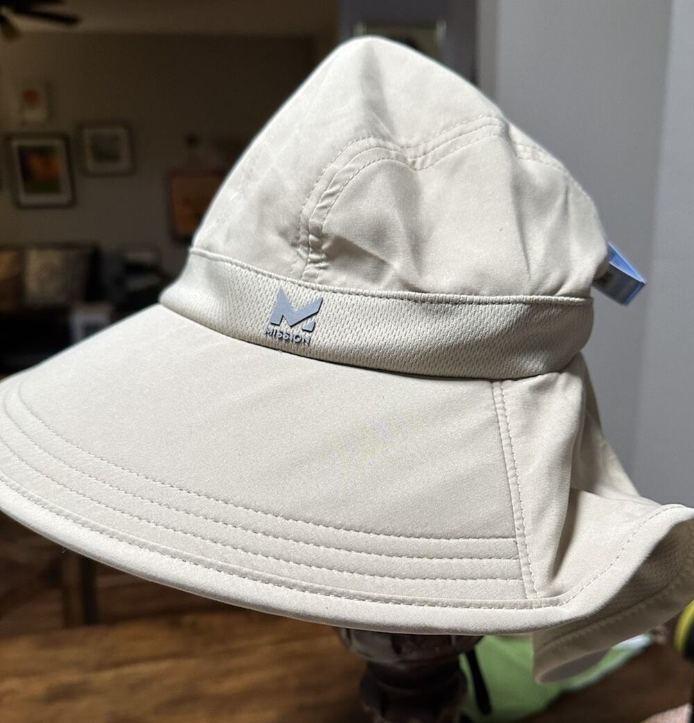 Mission Cooling Sun Defender Hat, Upf50 Khaki Oatmeal Unisex Wide-Brim Hat Nape